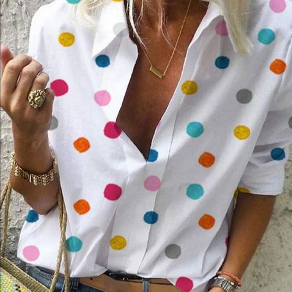 MISSLOOK Tops - Misslook Polka Dot Blouse Size S